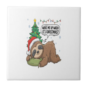 Christmas Sloth Wake Me Up Holiday Nap Tile