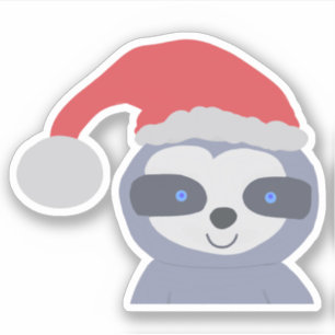 Christmas Sloth with Santa Hat