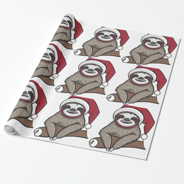 Christmas Sloth Wrapping Paper (Unrolled)