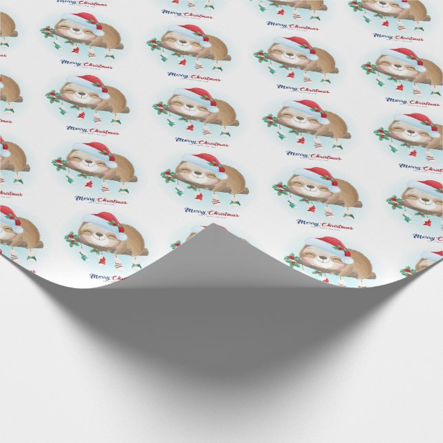 Christmas Sloth Wrapping Paper (Corner)