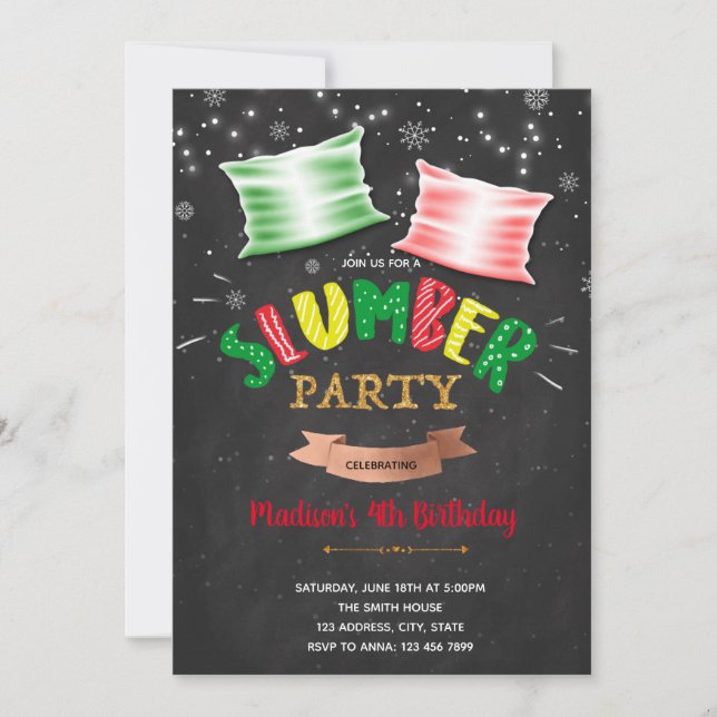 Christmas slumber sleepover party Invitation (Front)