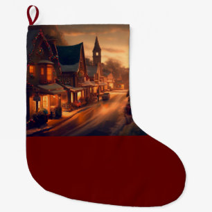 Christmas Small Town 1 Large Christmas Stocking