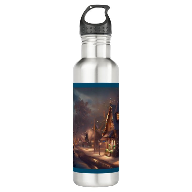 Christmas Small Town 2 710 Ml Water Bottle (Front)