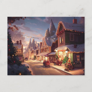 Christmas Small Town 5 Holiday Postcard