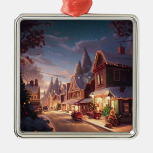 Christmas Small Town 5 Metal Tree Decoration