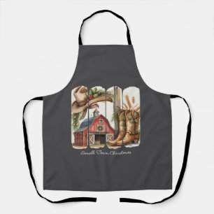 Christmas Small Town Retro Western Cowgirl Boots Apron