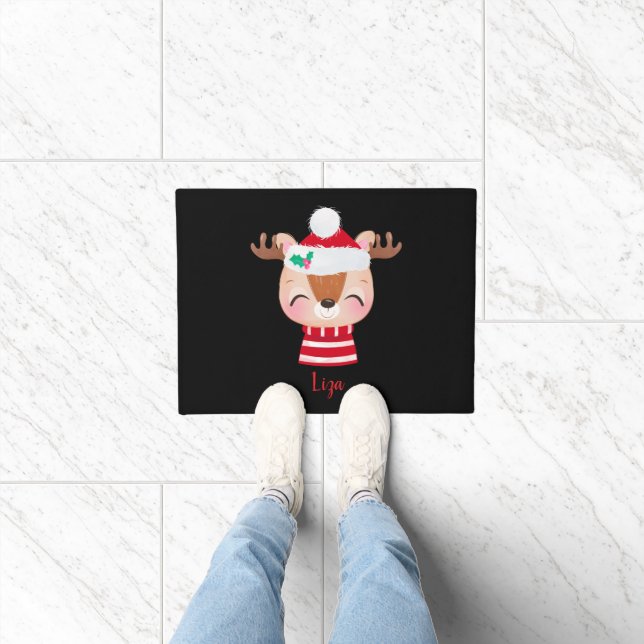 Christmas Smiling Reindeer Face Doormat (Indoor)