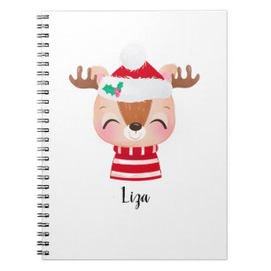 Christmas Smiling Reindeer Face Notebook