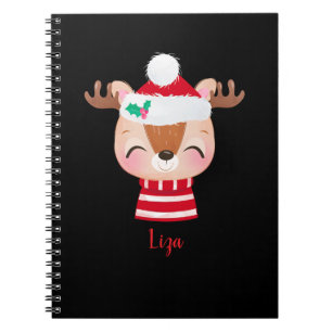 Christmas Smiling Reindeer Face Notebook
