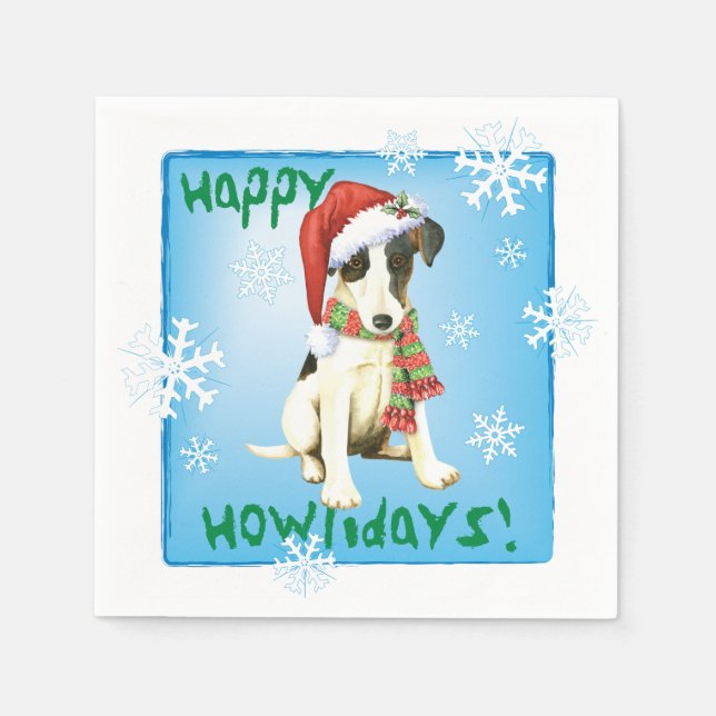 Christmas Smooth Fox Terrier Napkin (Front)