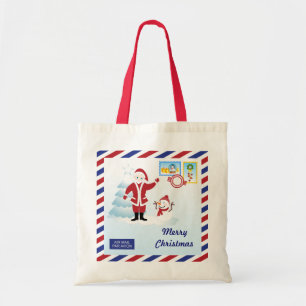 Christmas snail mail envelope tote bag