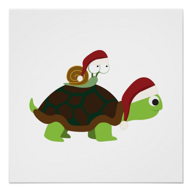 Christmas Snail on a turtle Poster (Front)