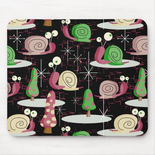 Christmas Snaily Snails - MidCentury Retro -- Mouse Mat (Front)