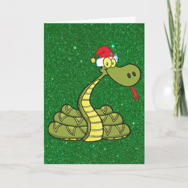 christmas snake in santa hat holiday card (Front)