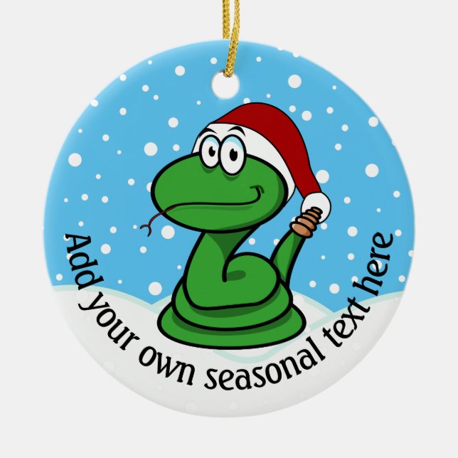 Christmas Snake Personalised Ceramic Tree Decoration (Front)