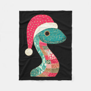 Christmas Snake Santa Hat Holiday Fun Premium Tri- Fleece Blanket