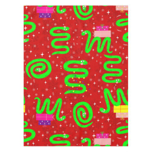 christmas snakes xmas lights snowflakes red  tablecloth