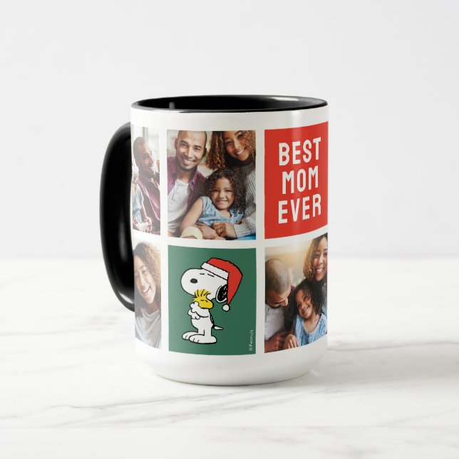 Christmas Snoopy & Woodstock | Best Mum - Collage Mug (Front Left)