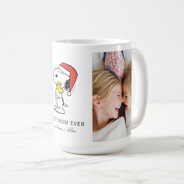 Christmas Snoopy & Woodstock | Best Mum - Photo Coffee Mug (Front Right)