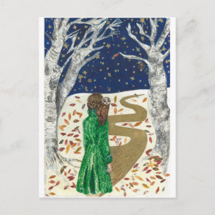 Christmas Snow & An Adventurous Owl Holiday Postcard