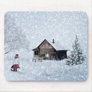 Christmas Snow at the Cabin Mouse Mat