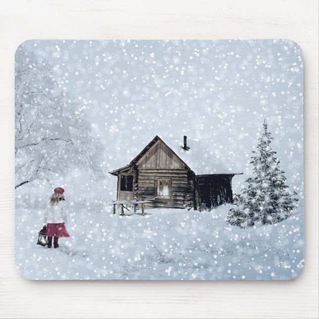 Christmas Snow at the Cabin Mouse Mat (Front)