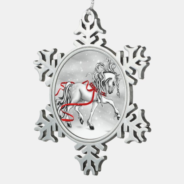 Christmas Snow Bells Horse Ornament (Right)