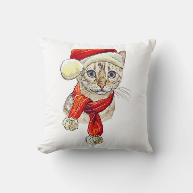 Christmas Snow Bengal Cat  Cushion (Front)