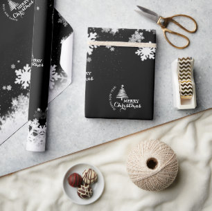 Christmas Snow black and white wrapping paper