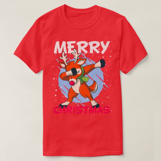 Christmas Snow Dabbing Santa Rudolf Red Nose Reind T-Shirt (Design Front)