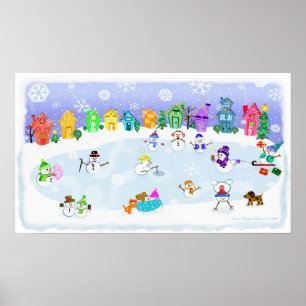 Christmas Snow Day Art Poster Print