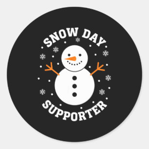 Christmas Snow Day Suprter Snowflake Snowman Funny Classic Round Sticker