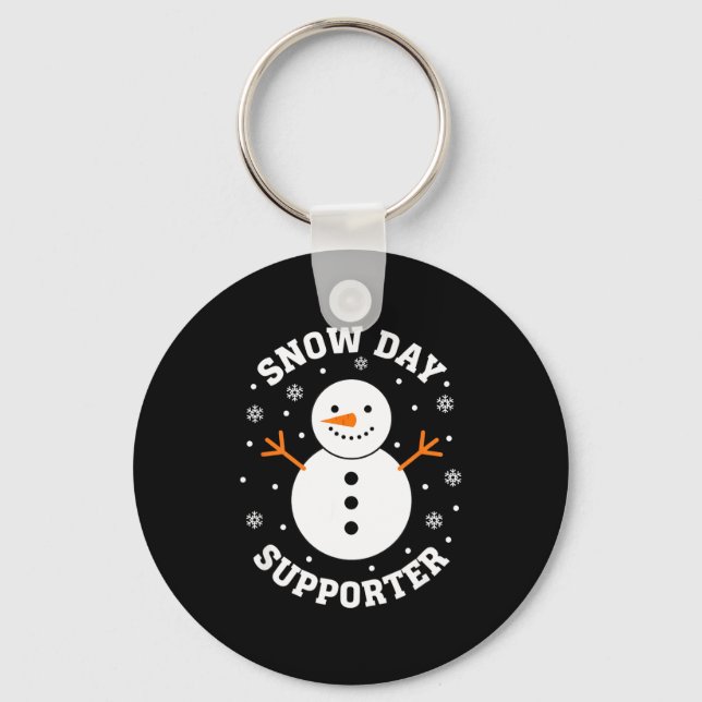 Christmas Snow Day Suprter Snowflake Snowman Funny Key Ring (Front)