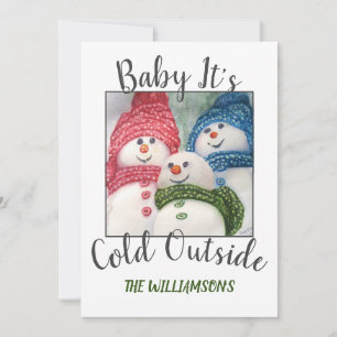 Christmas Snow Family with photo Holiday Card