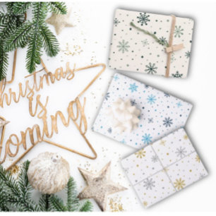 Christmas Snow Flakes  Wrapping Sheet Set of 3
