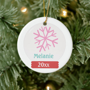 Christmas Snow Globe and Snowflake Name Ceramic Tree Decoration