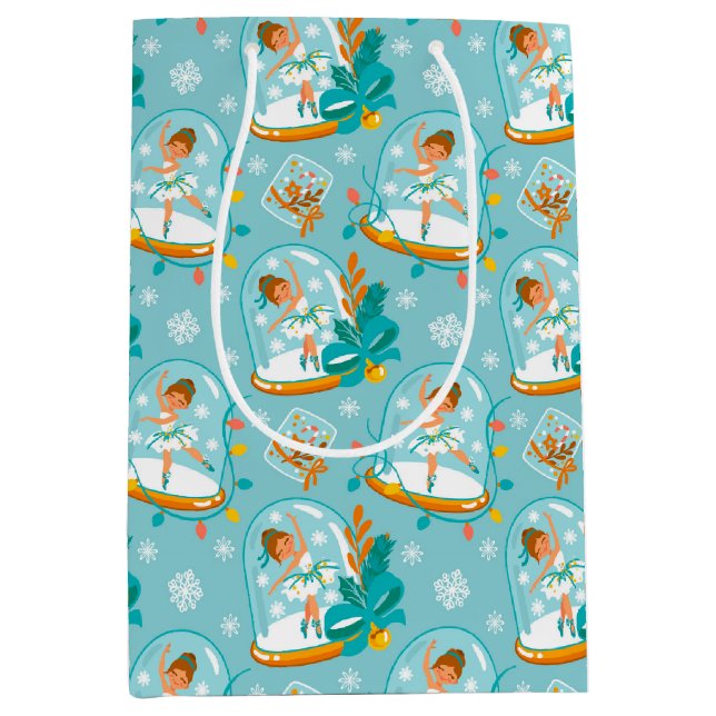 Christmas Snow Globe Ballerina Medium Gift Bag (Front)
