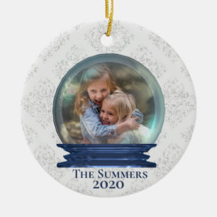 Christmas Snow Globe Custom Photo Family Template Ceramic Tree Decoration
