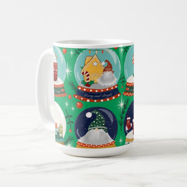 Christmas snow-globe//Gnome//Gingerbread House// Coffee Mug (Front Left)