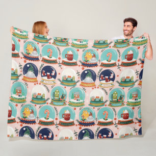 Christmas snow-globe//Gnome//Gingerbread House// Fleece Blanket