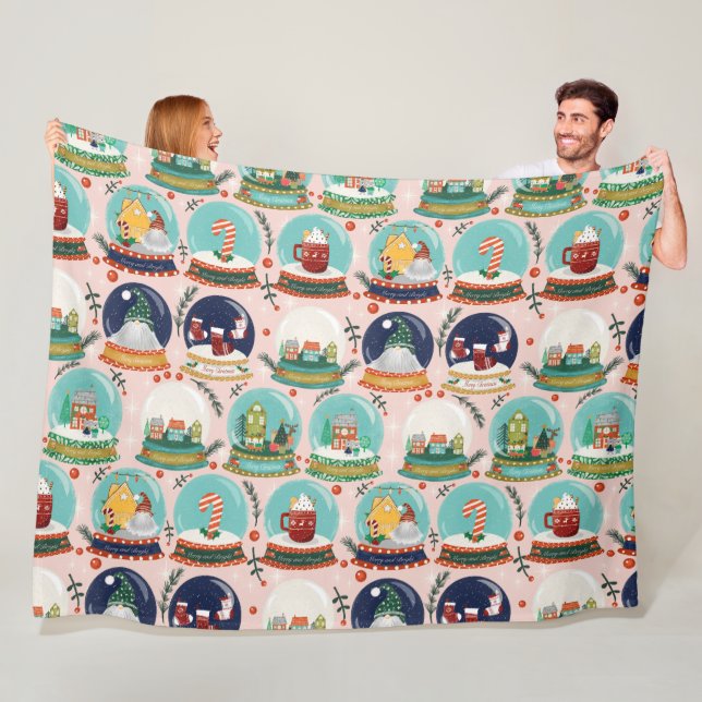 Christmas snow-globe//Gnome//Gingerbread House// Fleece Blanket (In Situ)