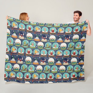 Christmas snow-globe Gnome//Gingerbread House Fleece Blanket