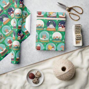 Christmas snow-globe//Gnome//Gingerbread House// Wrapping Paper