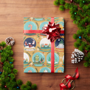 Christmas snow-globe Gnome//Gingerbread House// Wrapping Paper