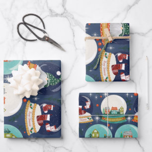 Christmas snow-globe Gnome//Gingerbread House Wrapping Paper Sheet