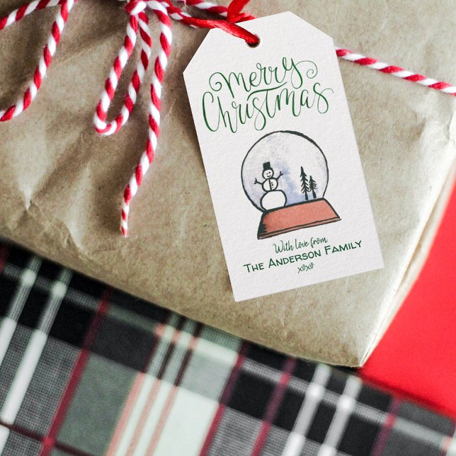 Christmas Snow Globe {GREEN} Gift Tags (Creator Uploaded)