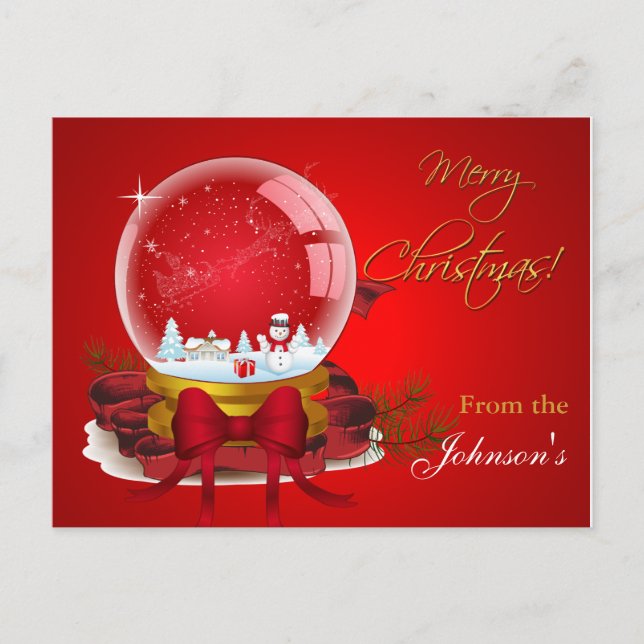 Christmas Snow Globe Holiday Postcard (Front)