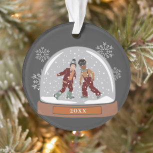 Christmas Snow Globe Kids Playing in Snow Ornament