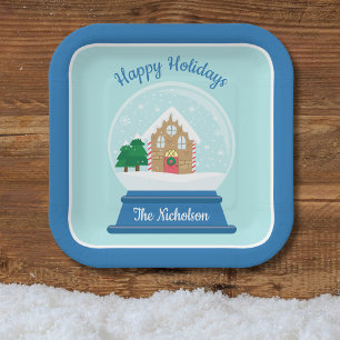 CHRISTMAS SNOW GLOBE PAPER PLATE