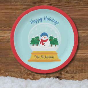 CHRISTMAS SNOW GLOBE PAPER PLATE